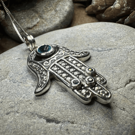 Blue Dream Hamsa Hand Necklace - 18
