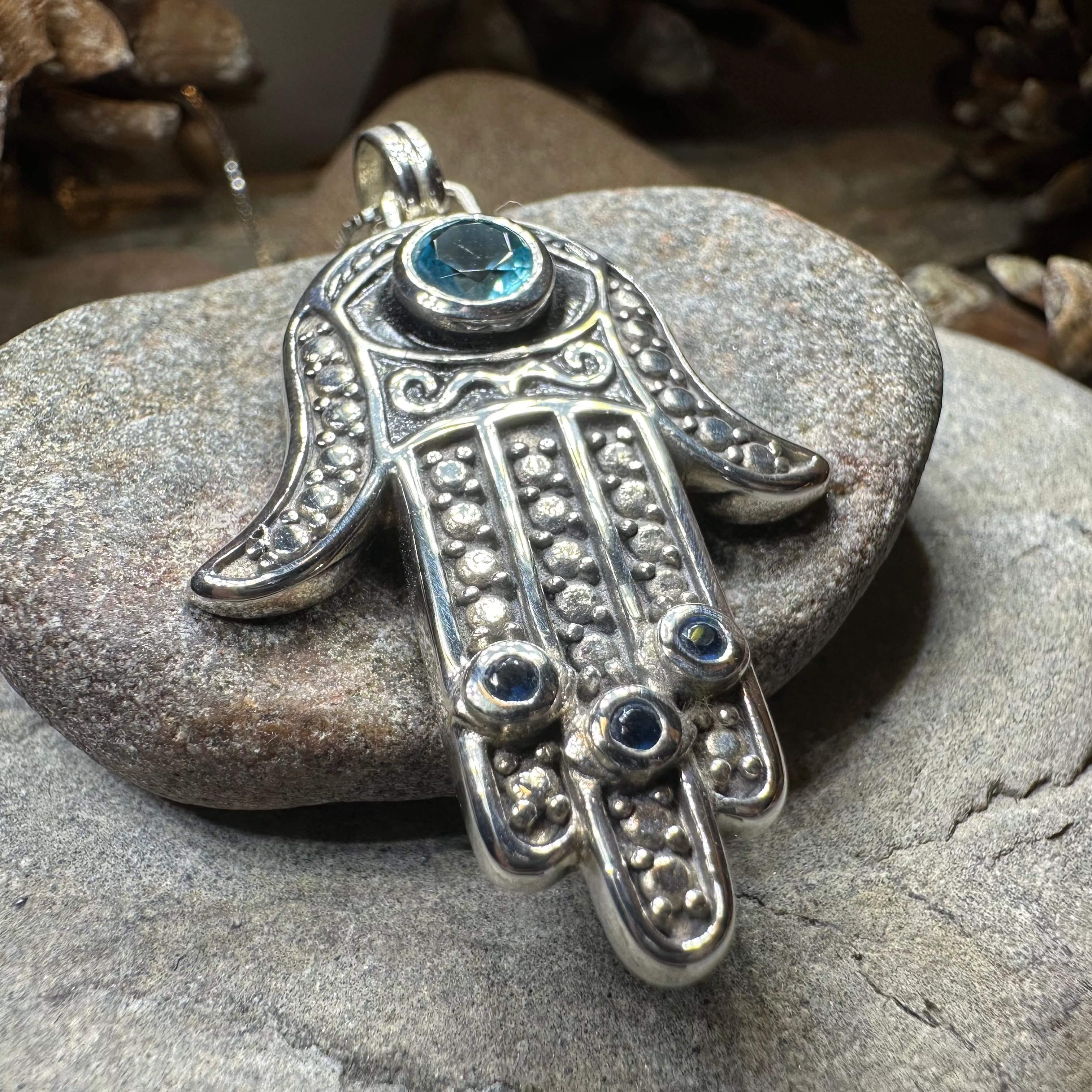 Blue Dream Hamsa Hand Necklace
