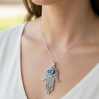 Blue Dream Hamsa Hand Necklace