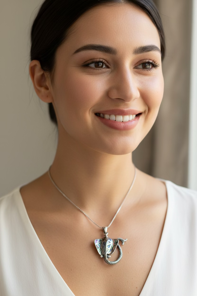 Abalone Manta Ray Necklace