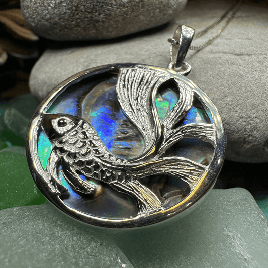 Abalone Koi Fish Necklace - abalone shell / 18