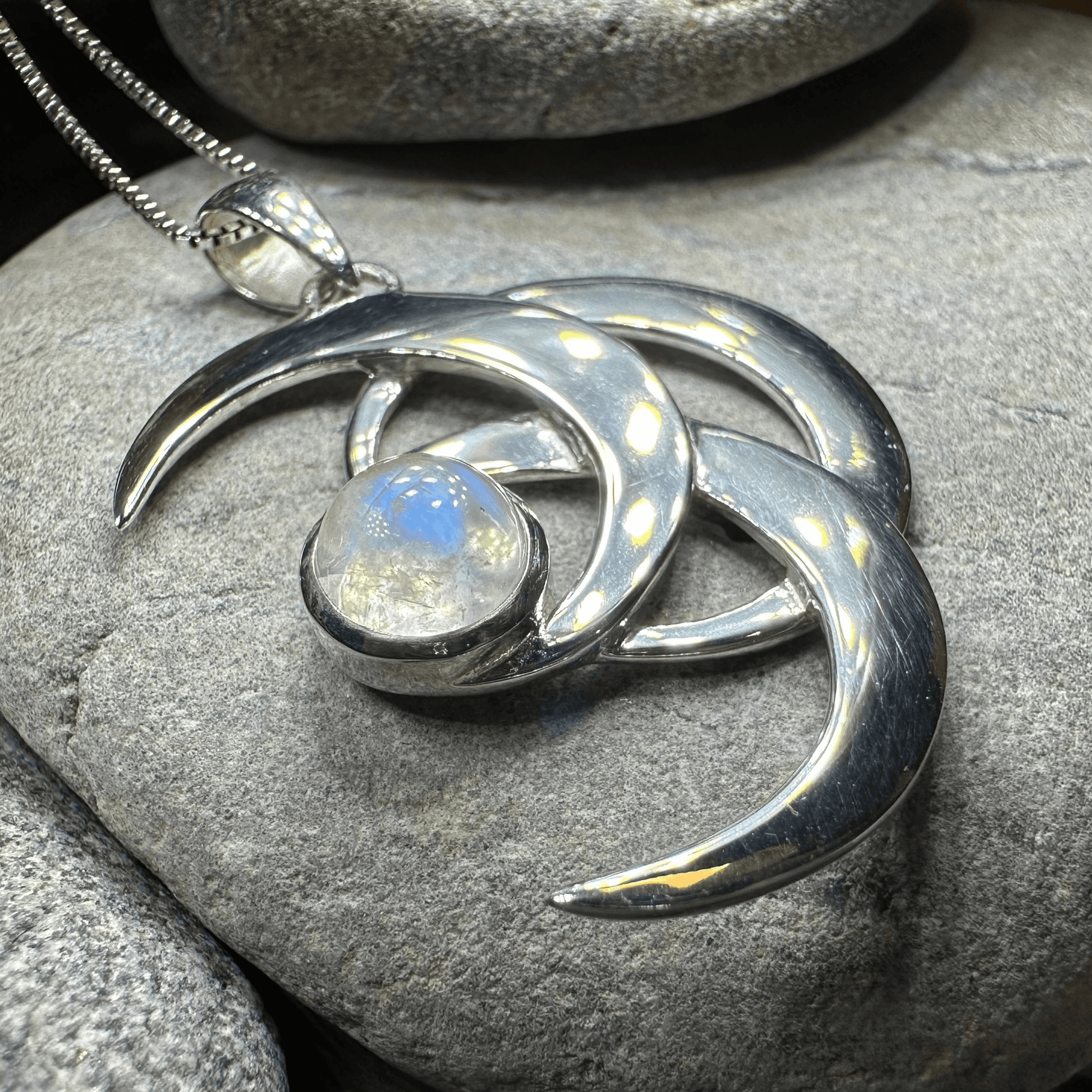 Moonshadow Triple Moon Necklace - 18 / Moonstone