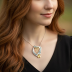 Golden Celtic Harp Necklace