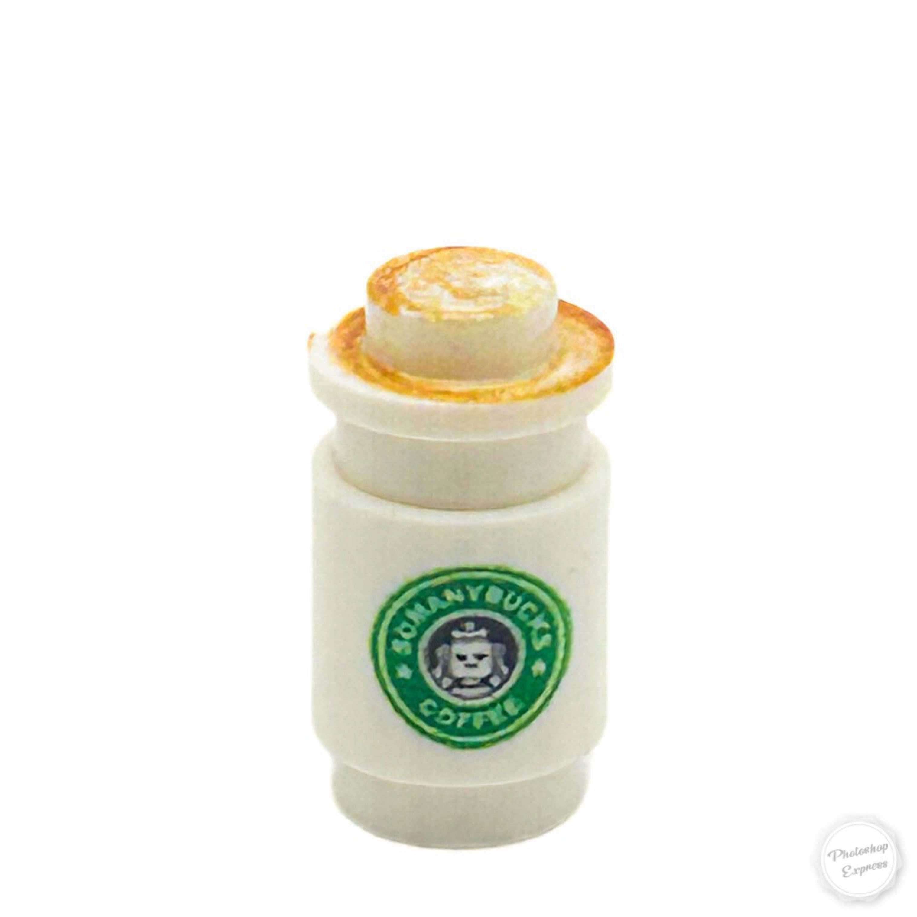 Somanybucks Latte Coffee Cup for Minifigs made from LEGO part - B3 Customs - 