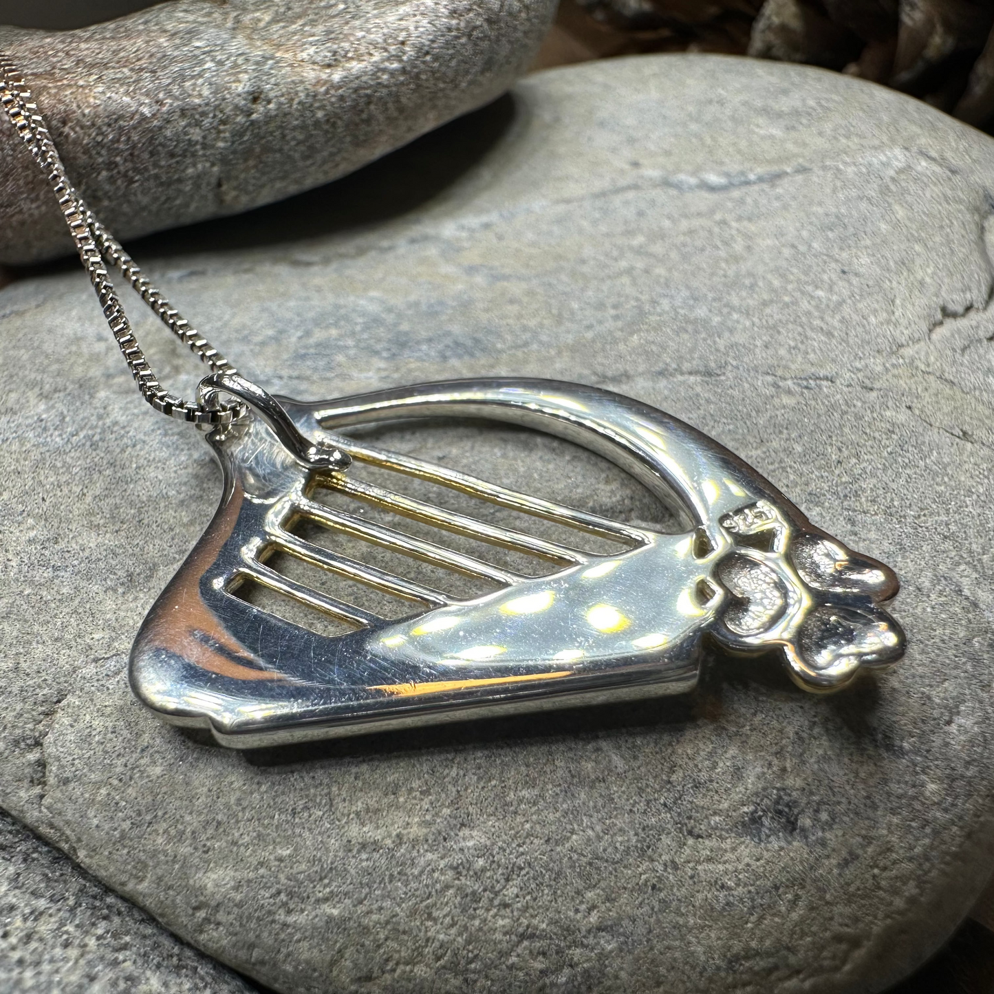 Golden Celtic Harp Necklace