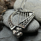 Oisin Shamrock Harp Necklace