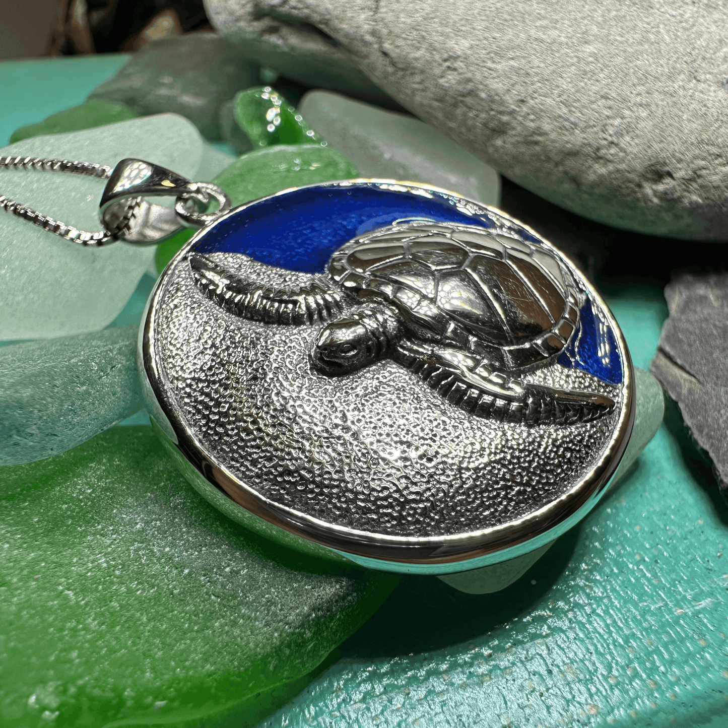 Blue Loggerhead Turtle Necklace - 