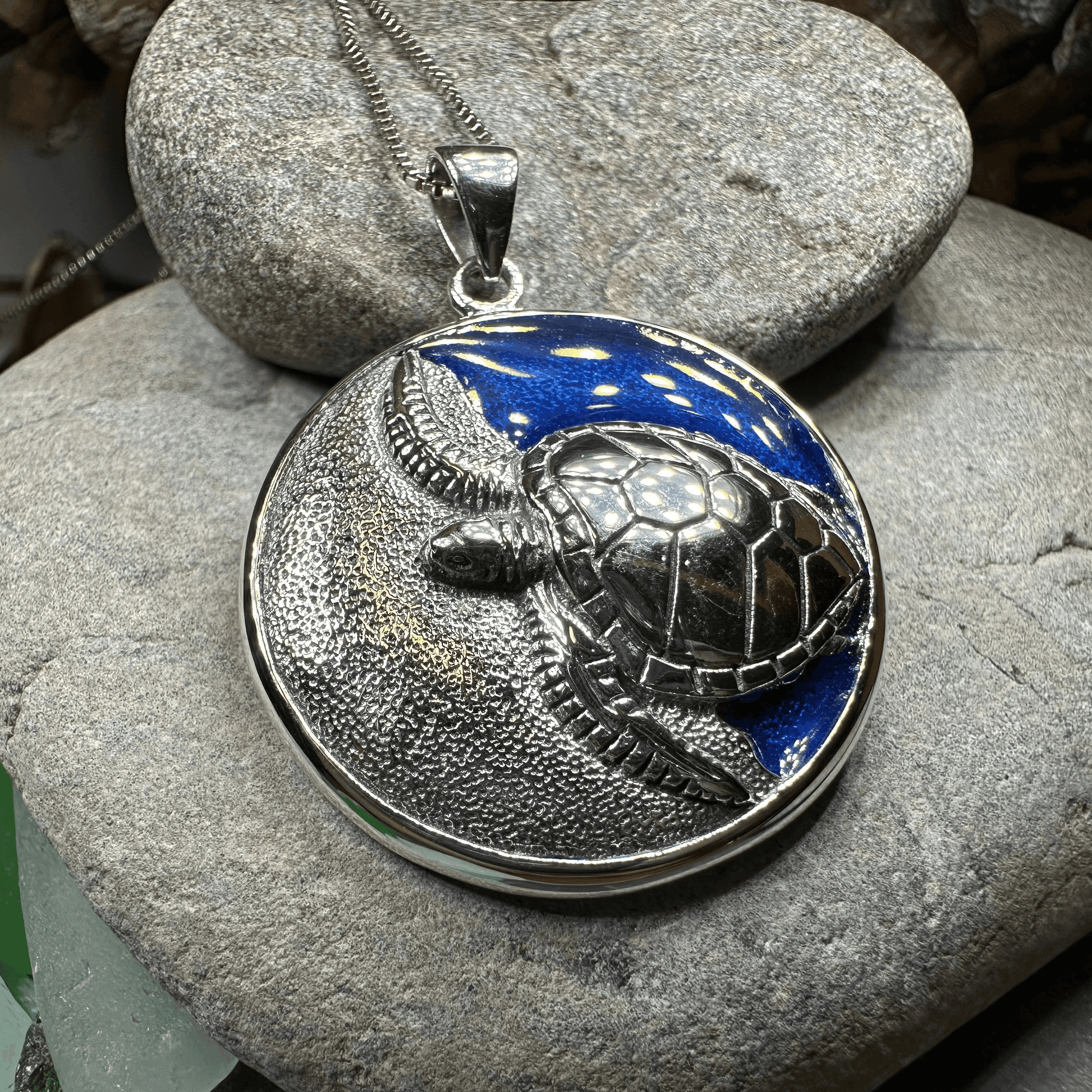Blue Loggerhead Turtle Necklace - 