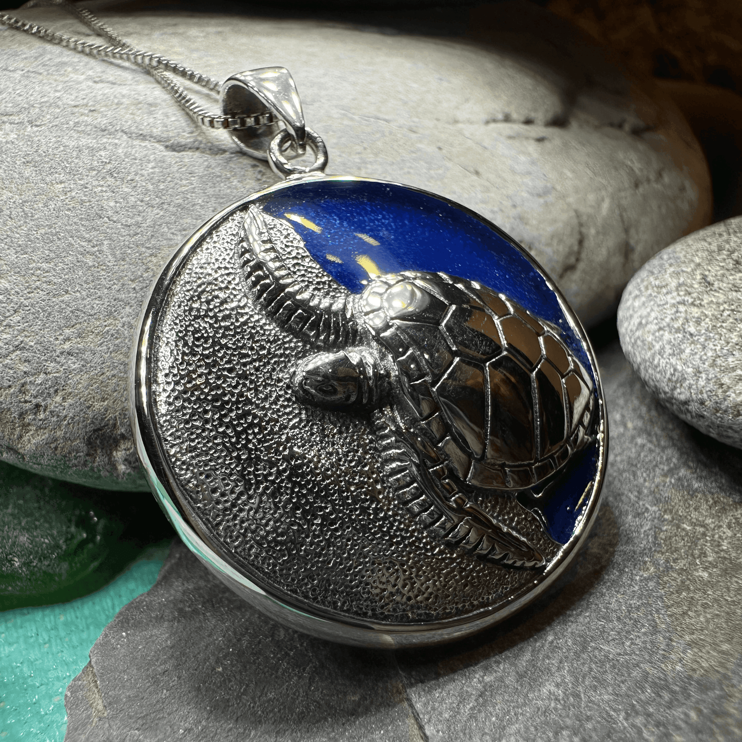 Blue Loggerhead Turtle Necklace - 