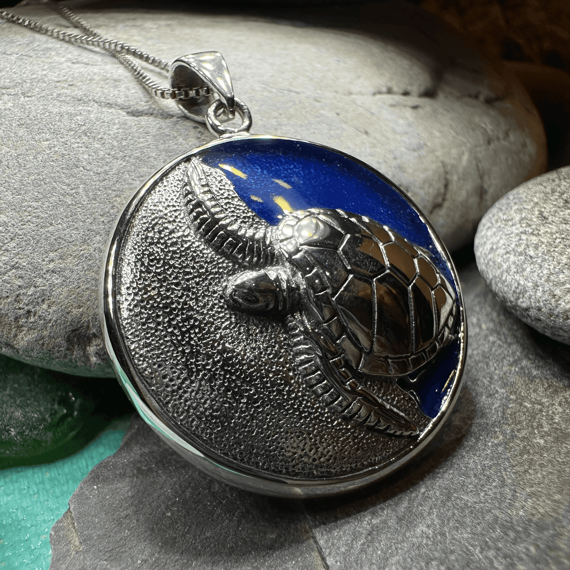 Blue Loggerhead Turtle Necklace - 