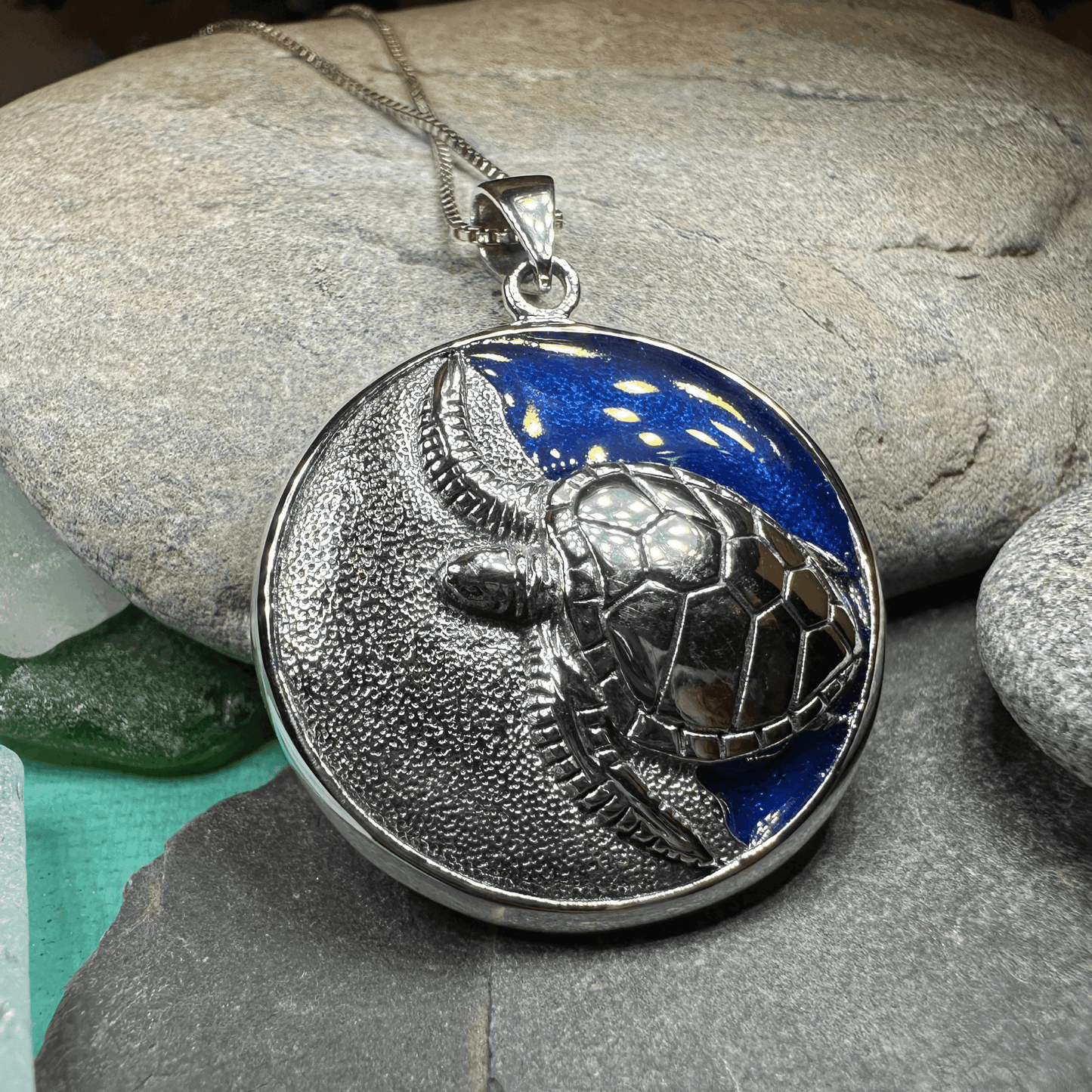 Blue Loggerhead Turtle Necklace - 