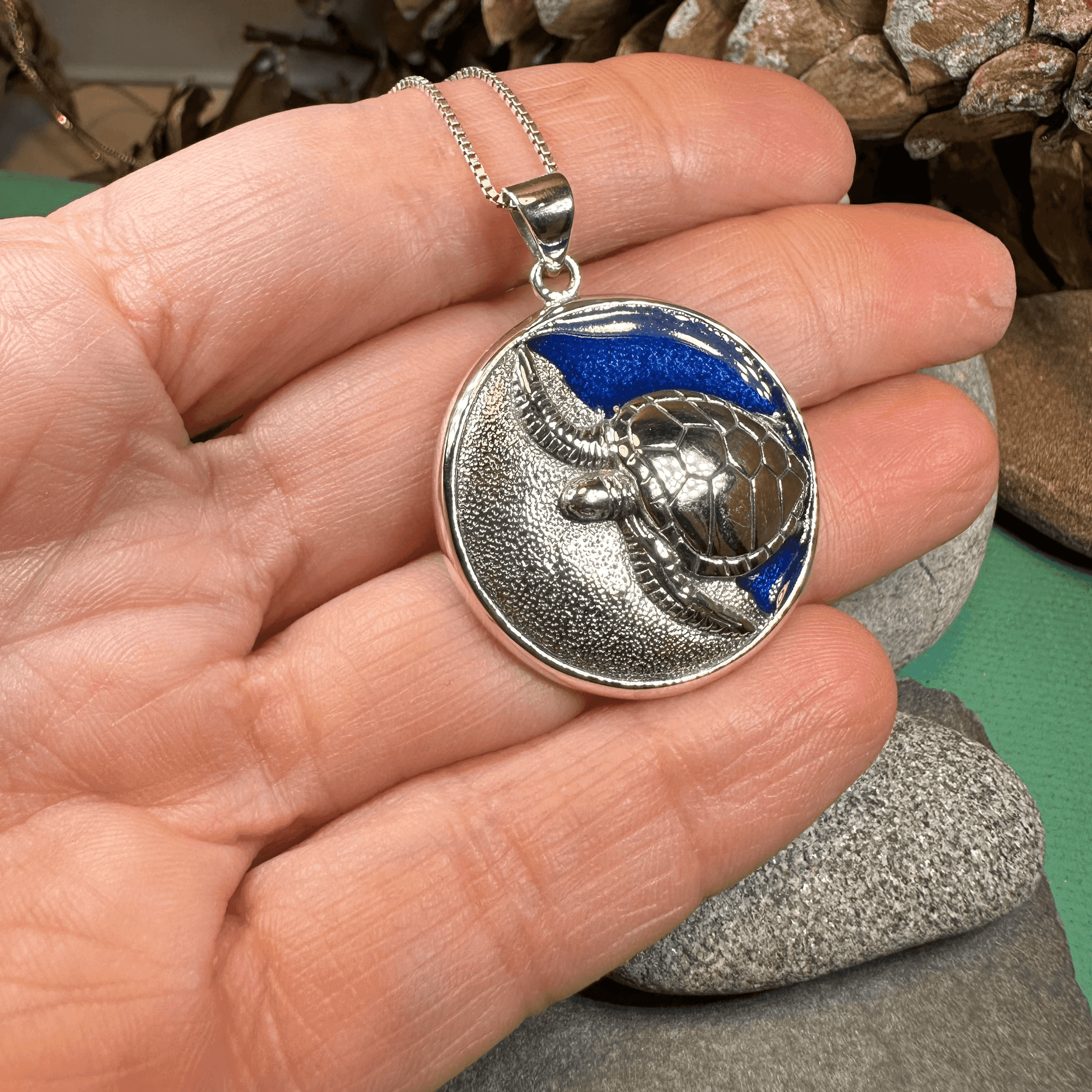 Blue Loggerhead Turtle Necklace - 