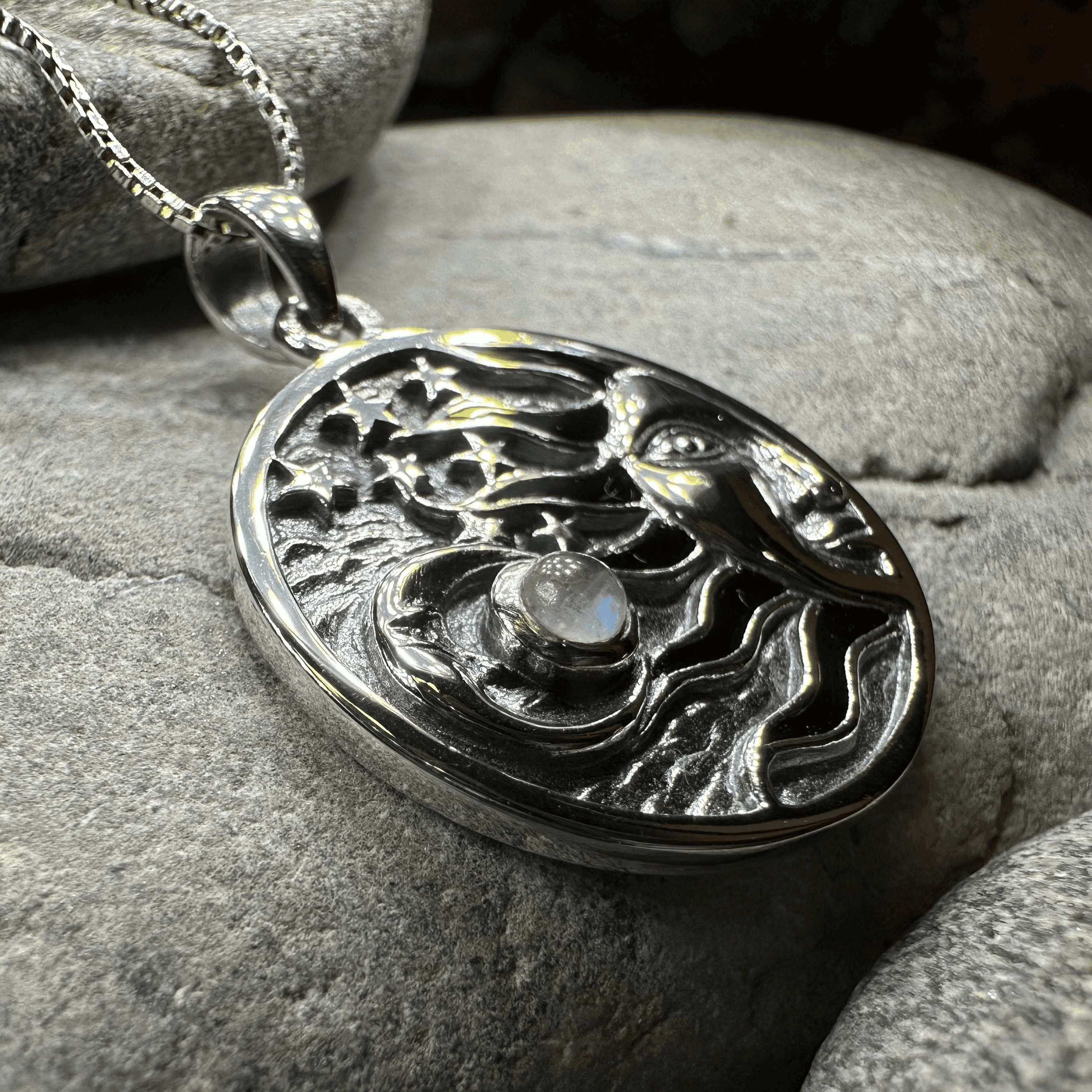 Celestial Wind Moon & Sun Necklace - 18