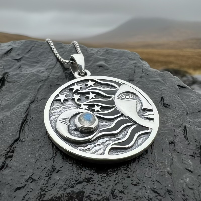 Celestial Wind Moon & Sun Necklace