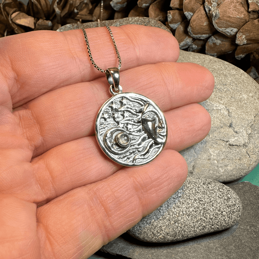 Celestial Wind Moon & Sun Necklace - 18