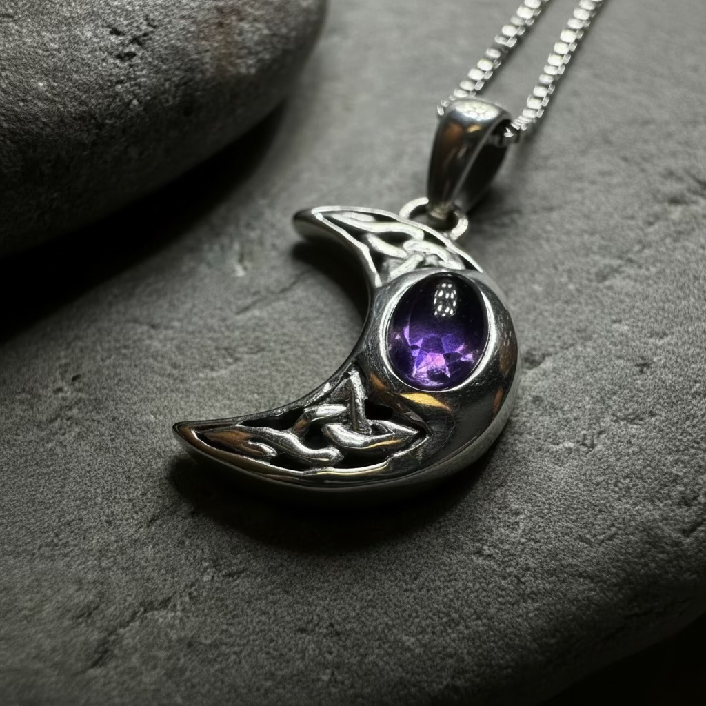 Celtic Crescent Moon Necklace