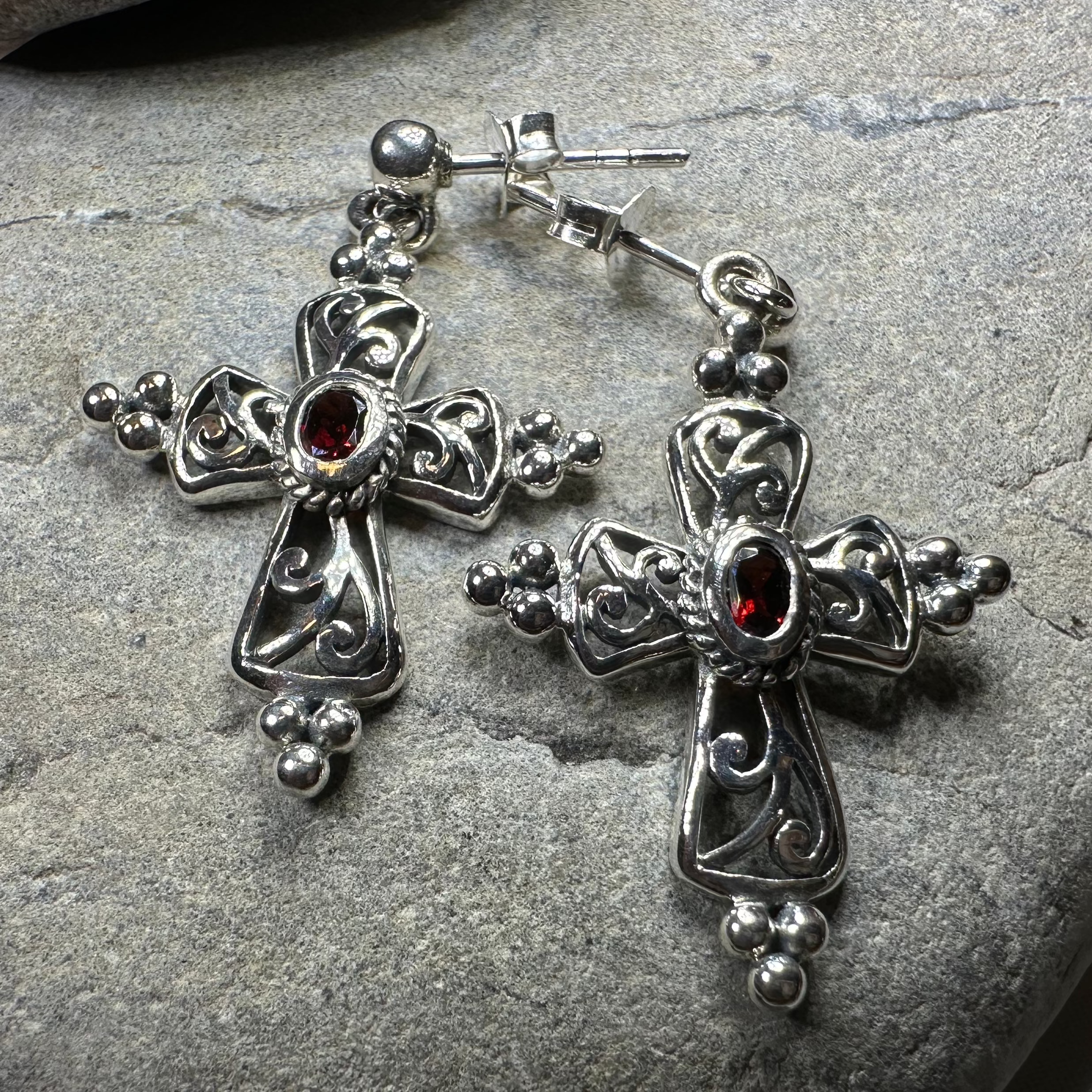 Celtic Cross Gemstone Earrings