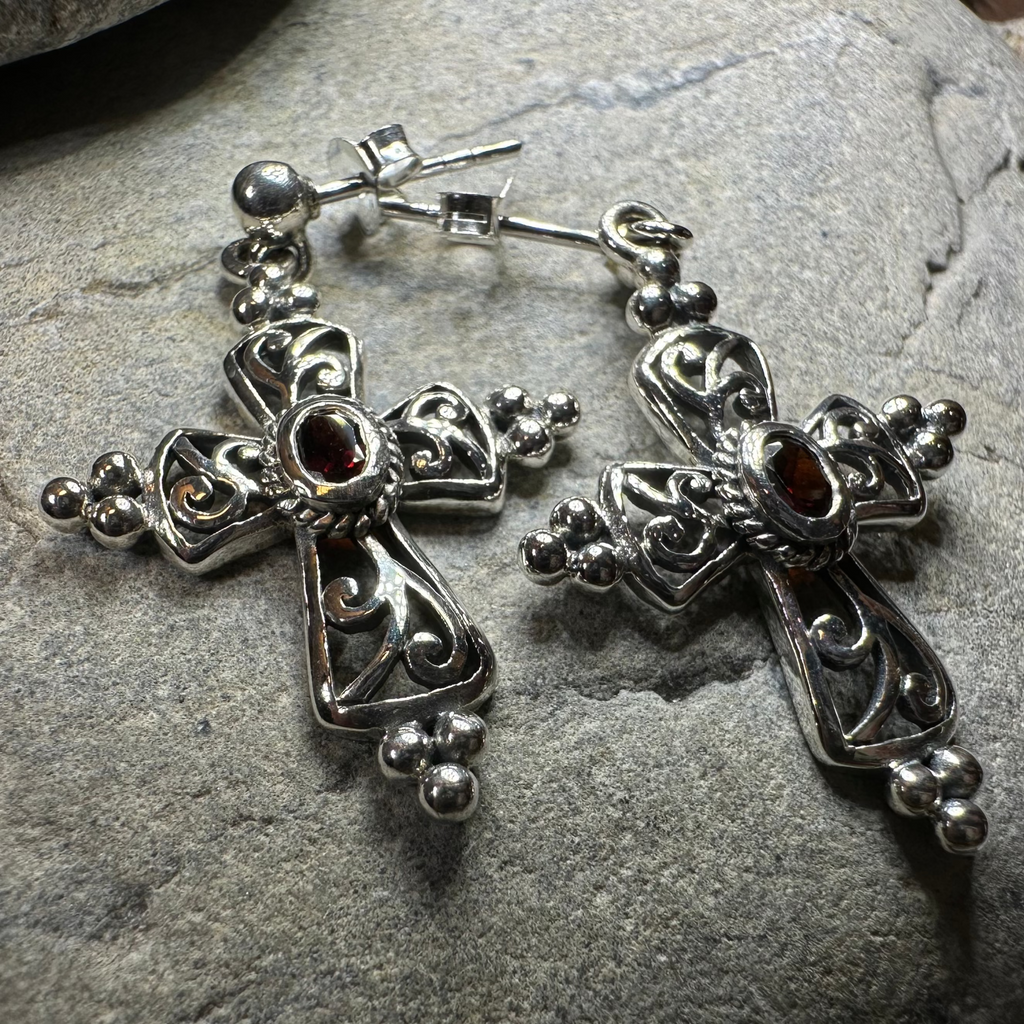 Celtic Cross Gemstone Earrings