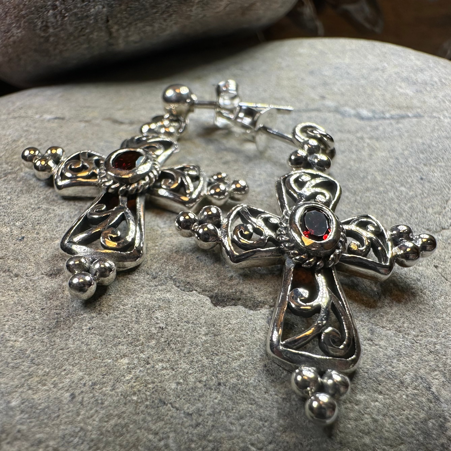Celtic Cross Gemstone Earrings