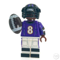 #8 QB Ravens Football Player Minifig made with LEGO parts - B3 Customs - 