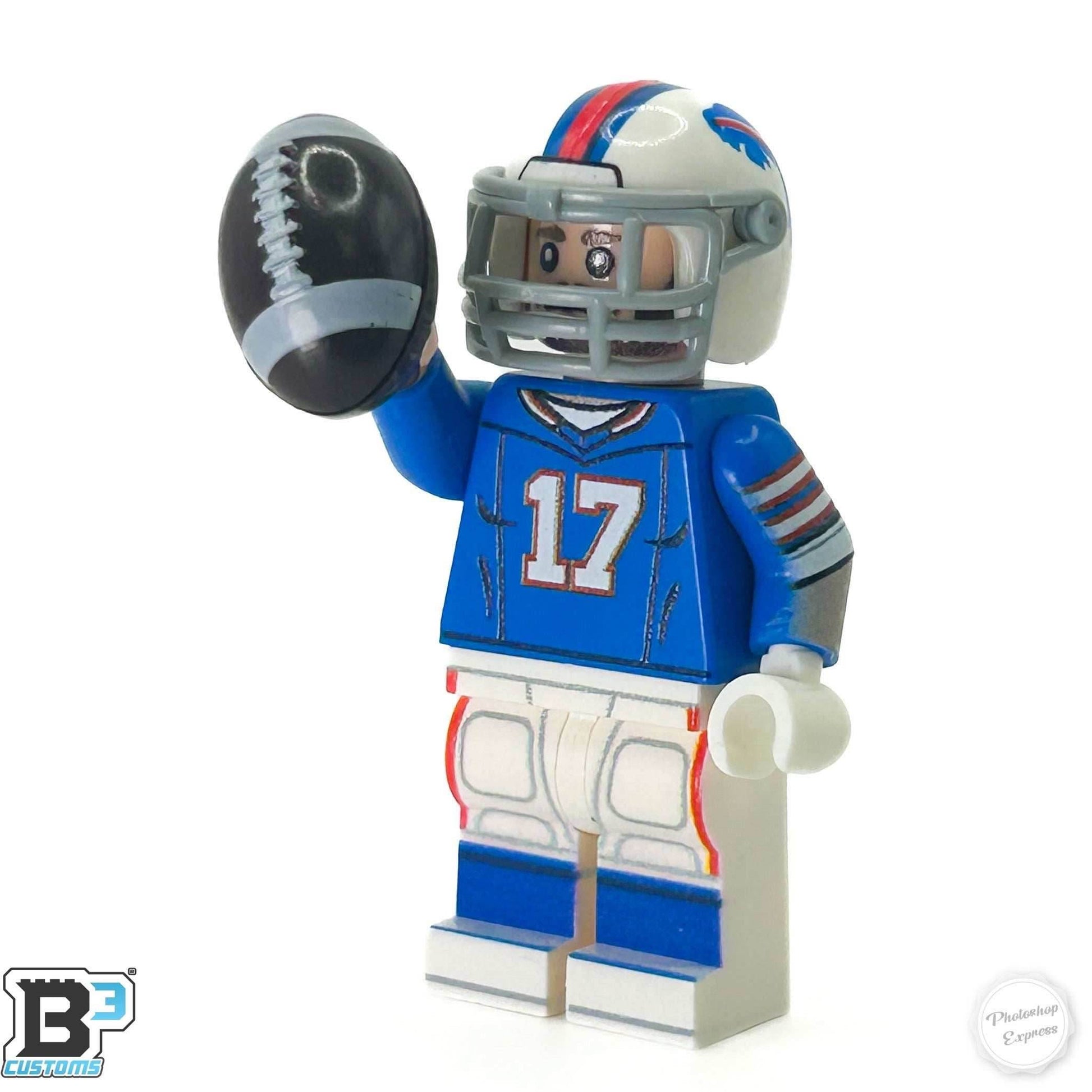 #17 QB Bills Football Player Minifig made using LEGO parts - B3 Customs - 