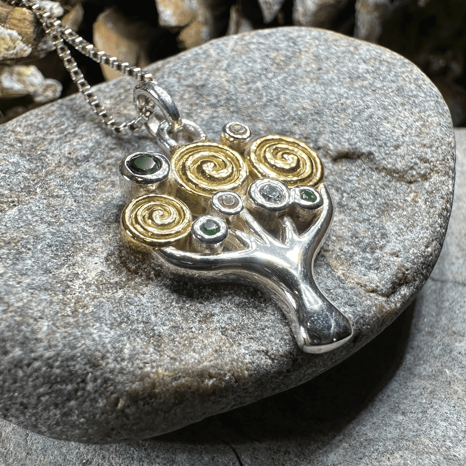 Shades of Green Tree of Life Necklace - 18