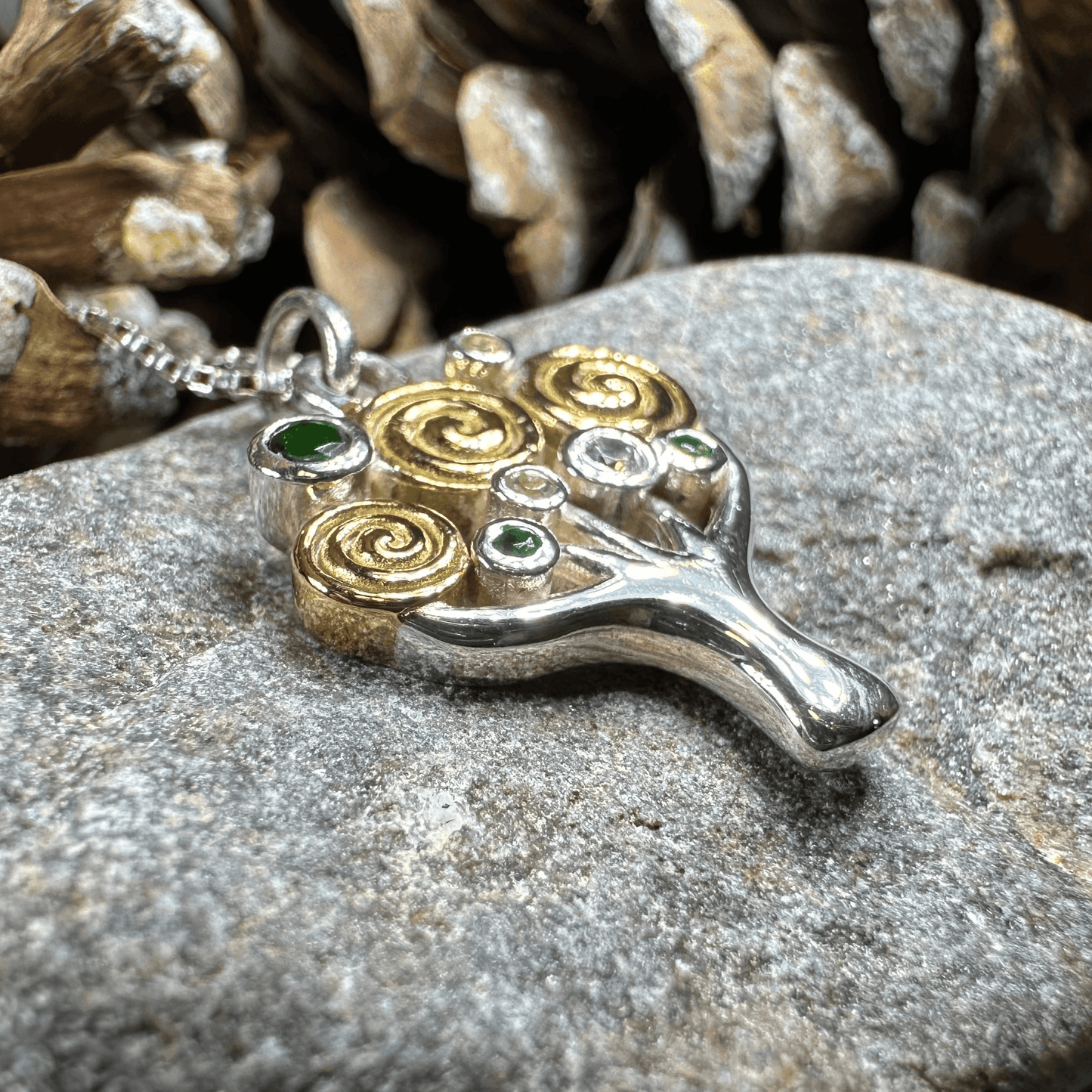 Shades of Green Tree of Life Necklace - 18