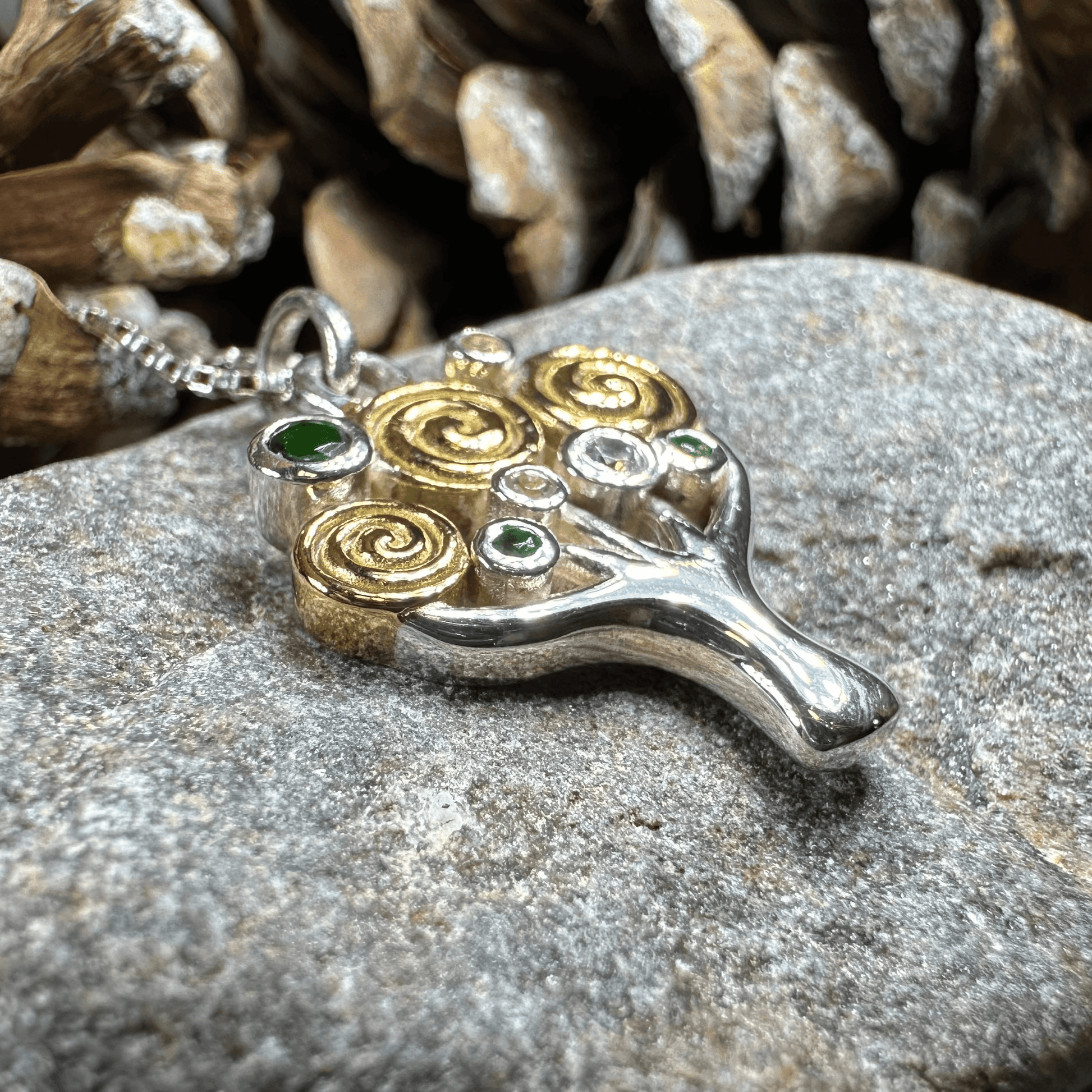 Shades of Green Tree of Life Necklace - 18