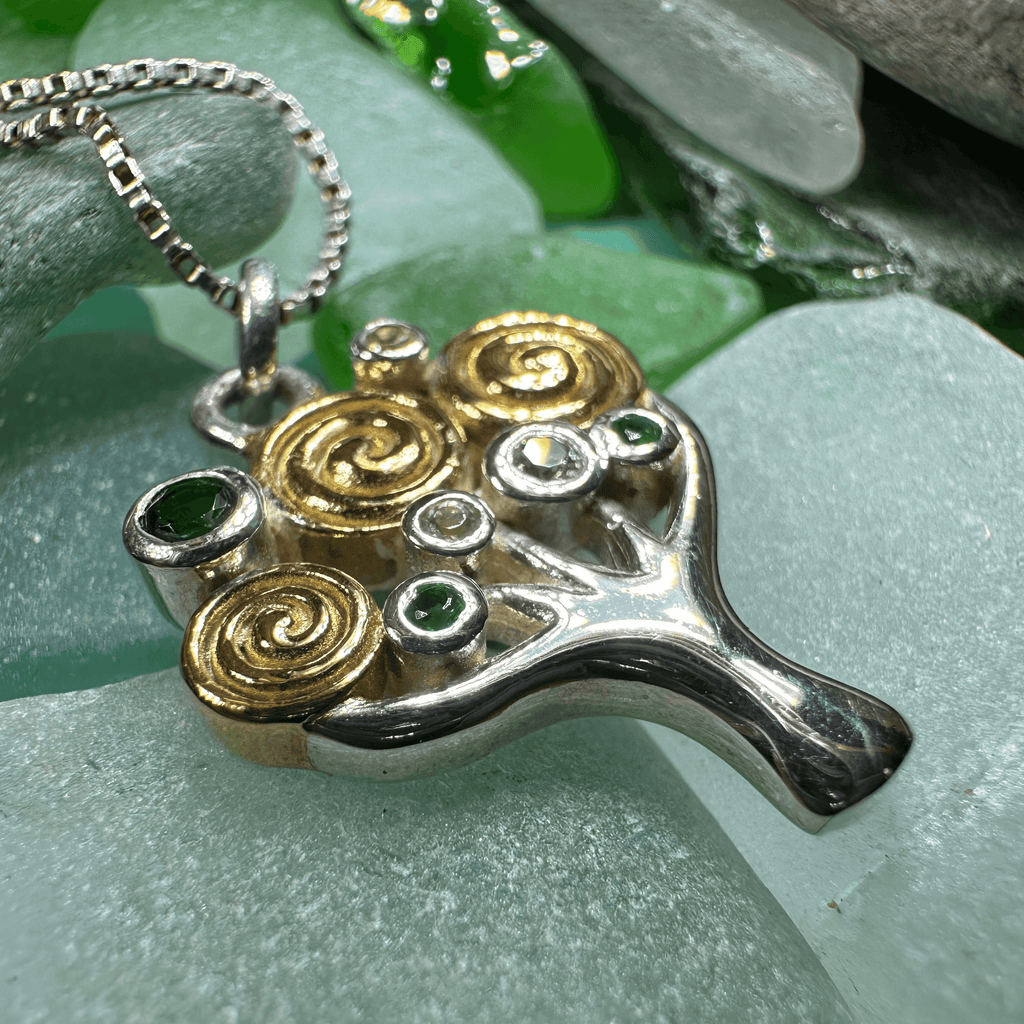 Shades of Green Tree of Life Necklace - 18