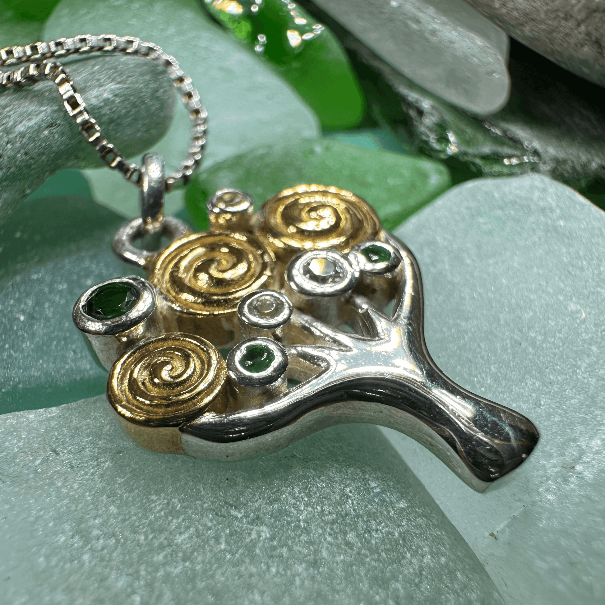 Shades of Green Tree of Life Necklace - 18