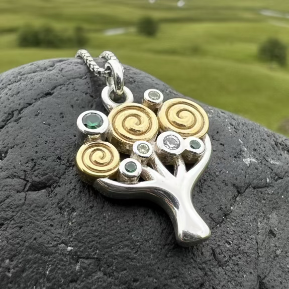 Shades of Green Tree of Life Necklace