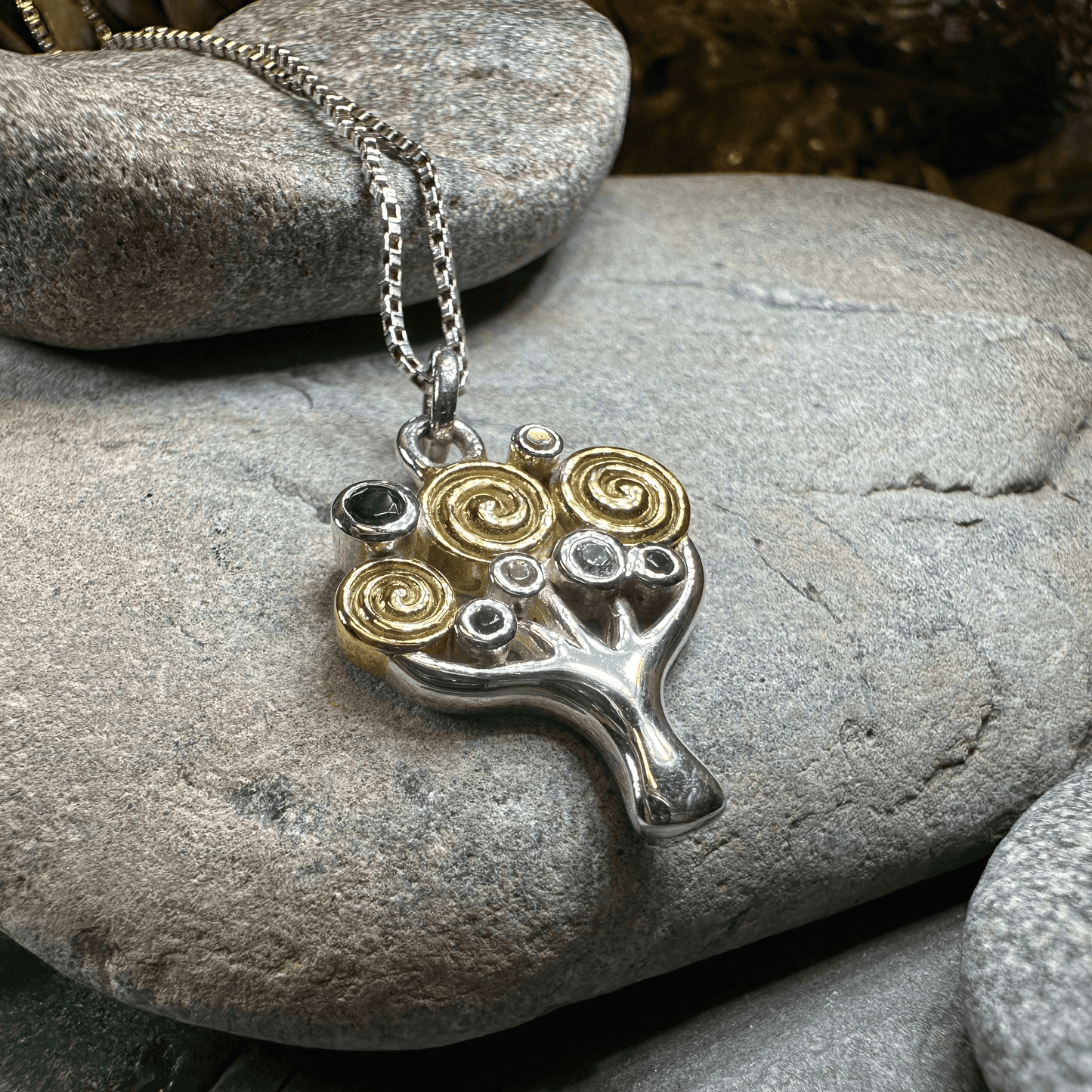 Shades of Green Tree of Life Necklace - 18