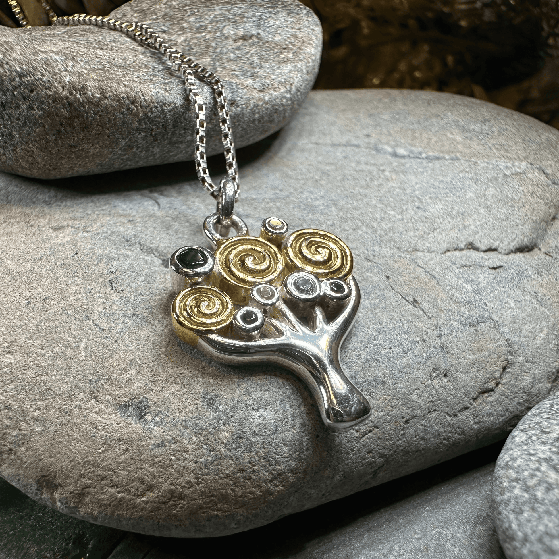 Shades of Green Tree of Life Necklace - 18