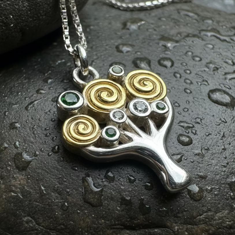 Shades of Green Tree of Life Necklace
