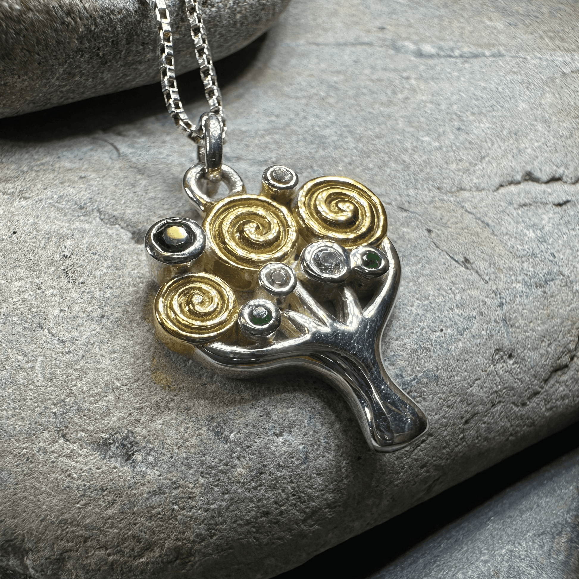 Shades of Green Tree of Life Necklace - 18