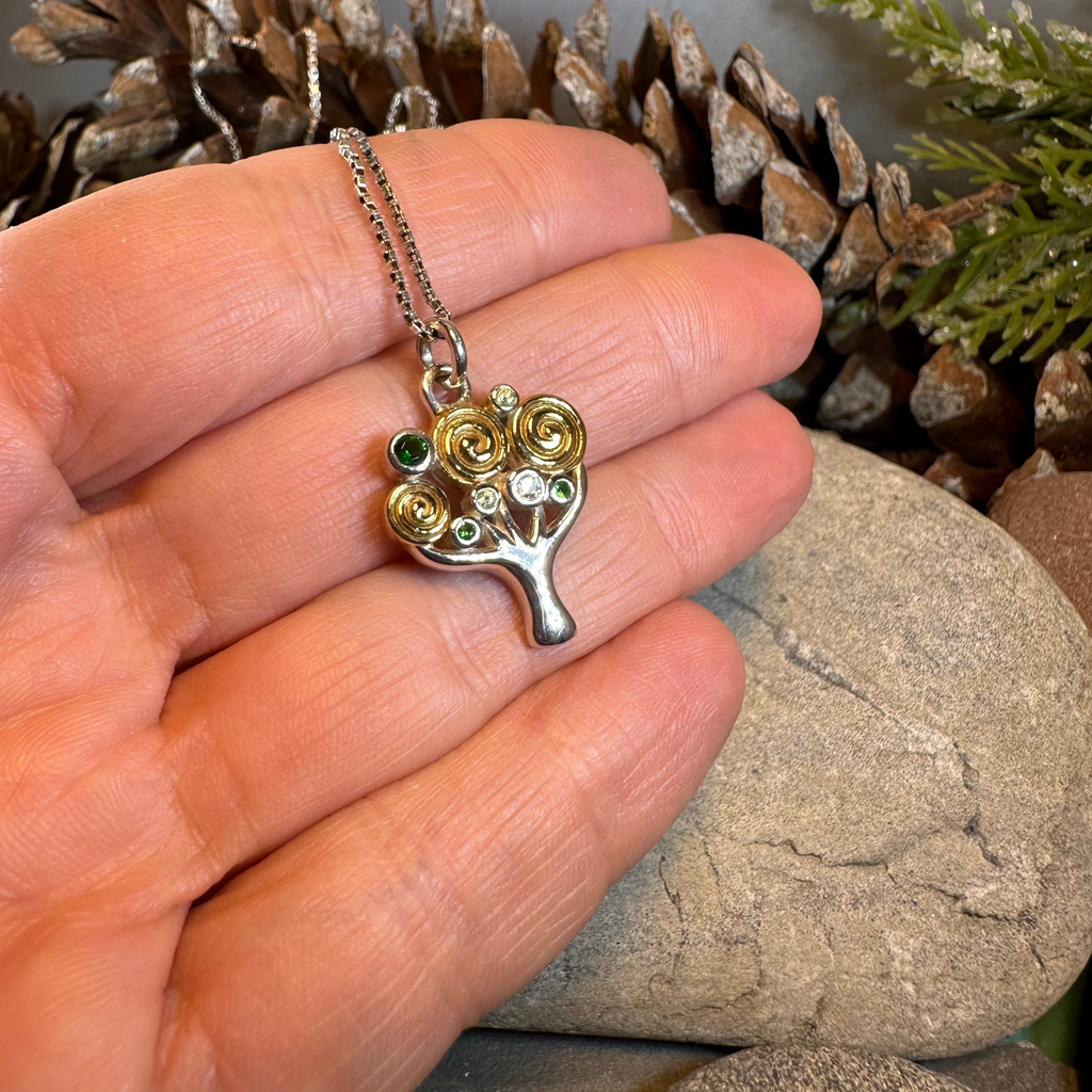 Shades of Green Tree of Life Necklace