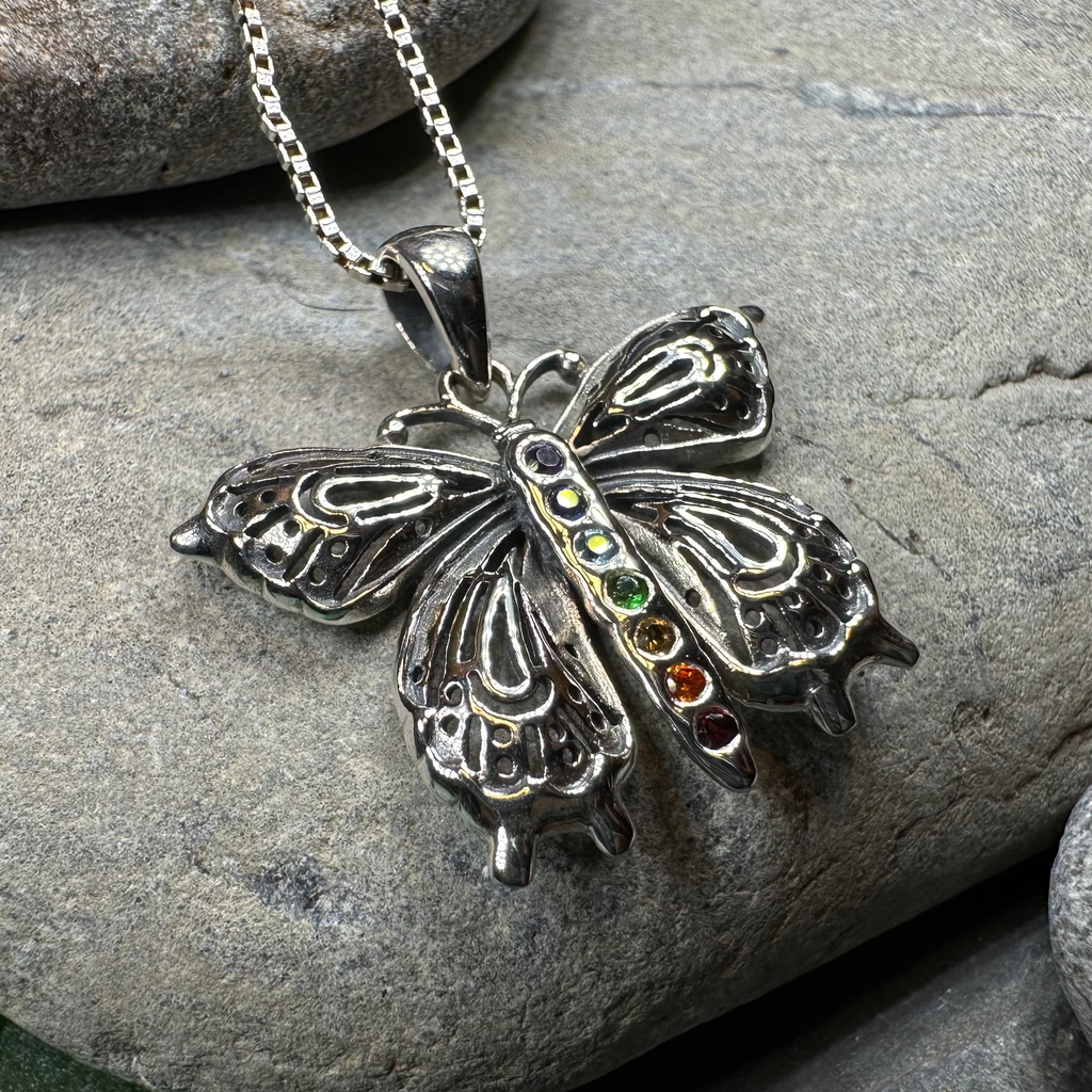 Rainbow Butterfly Necklace