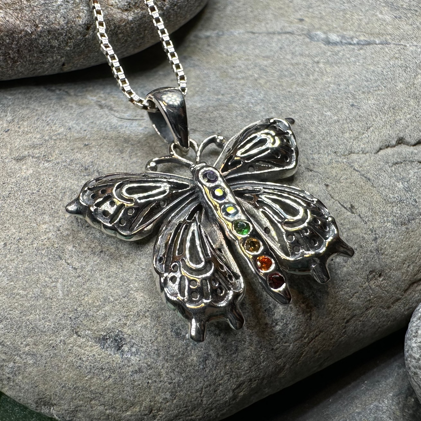 Rainbow Butterfly Necklace