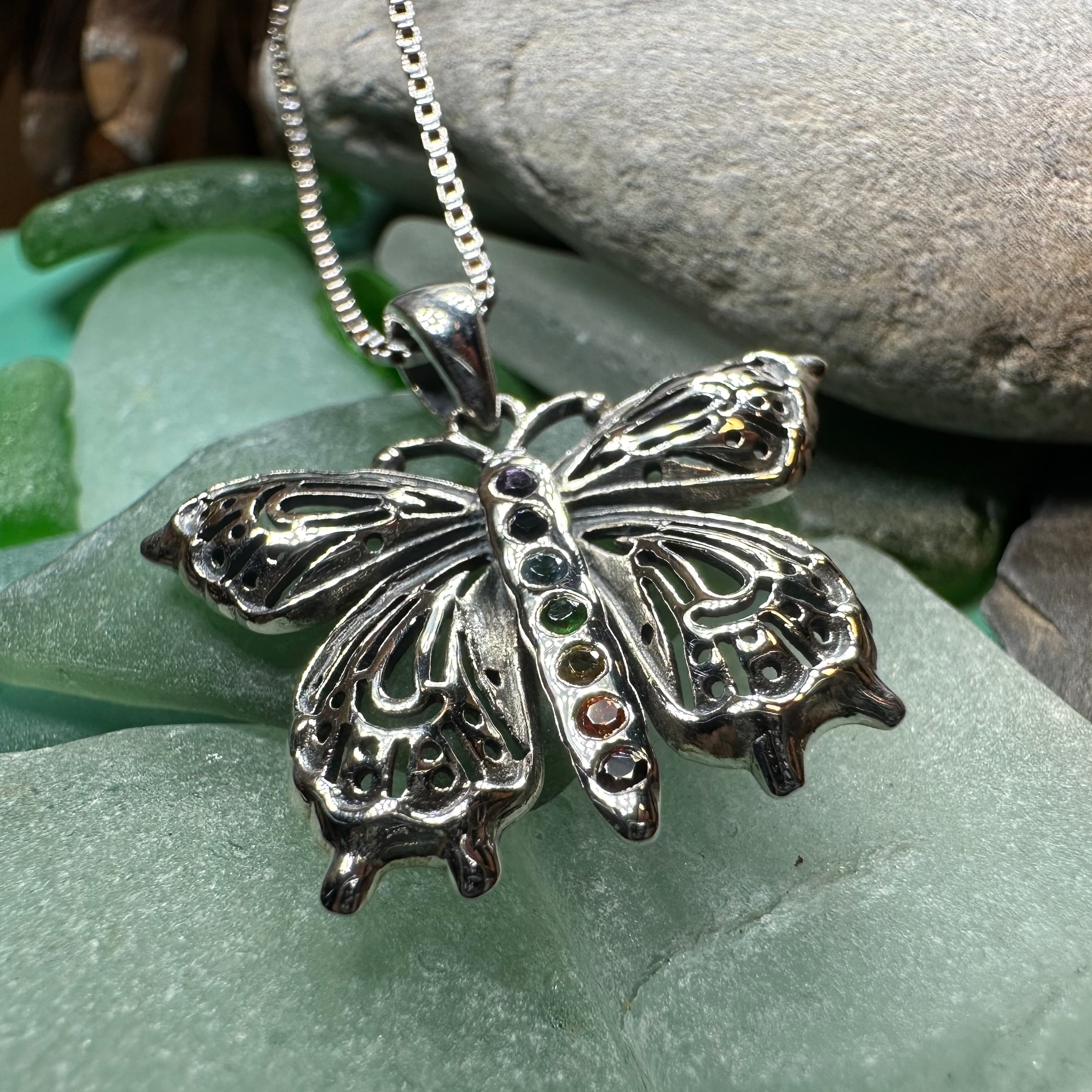 Rainbow Butterfly Necklace