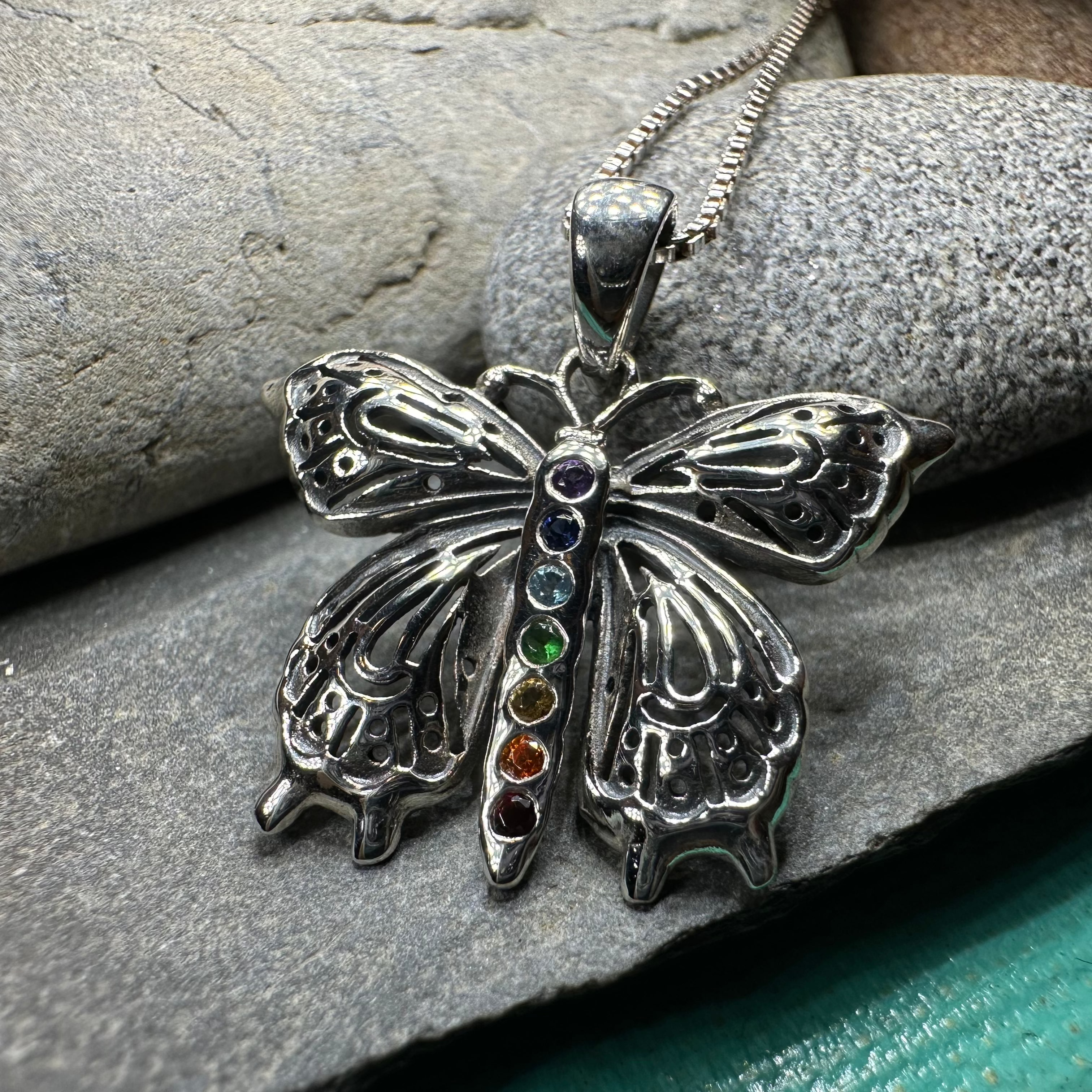 Rainbow Butterfly Necklace