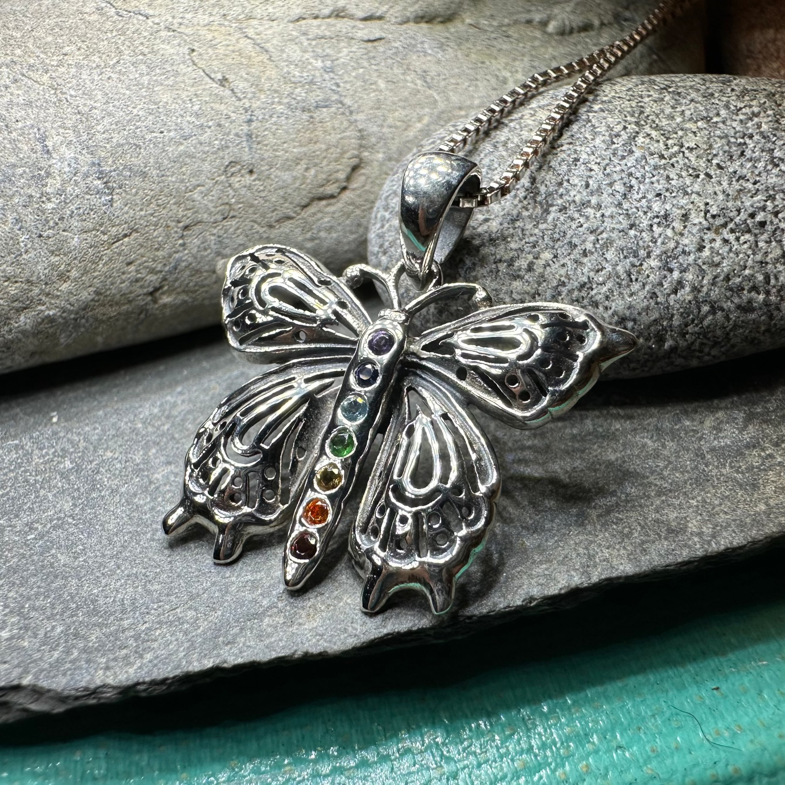 Rainbow Butterfly Necklace