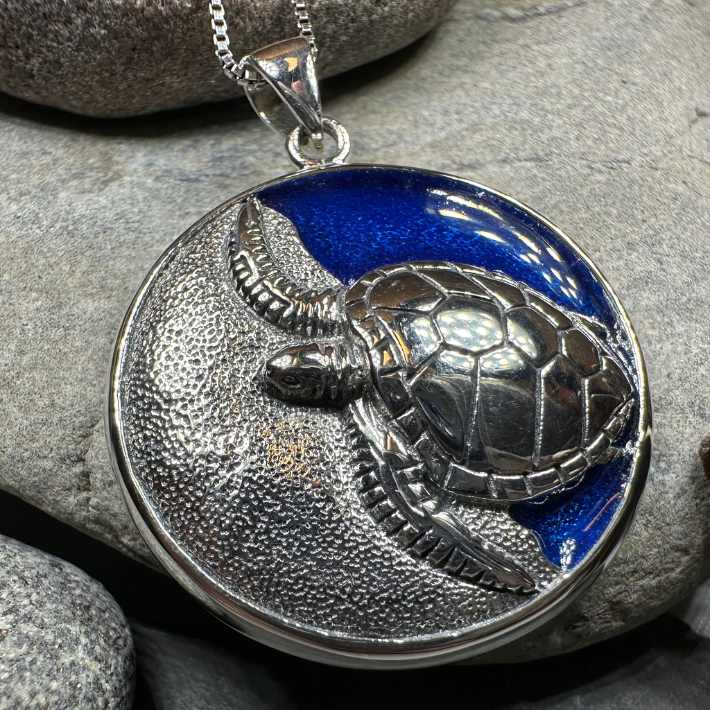 Blue Loggerhead Turtle Necklace