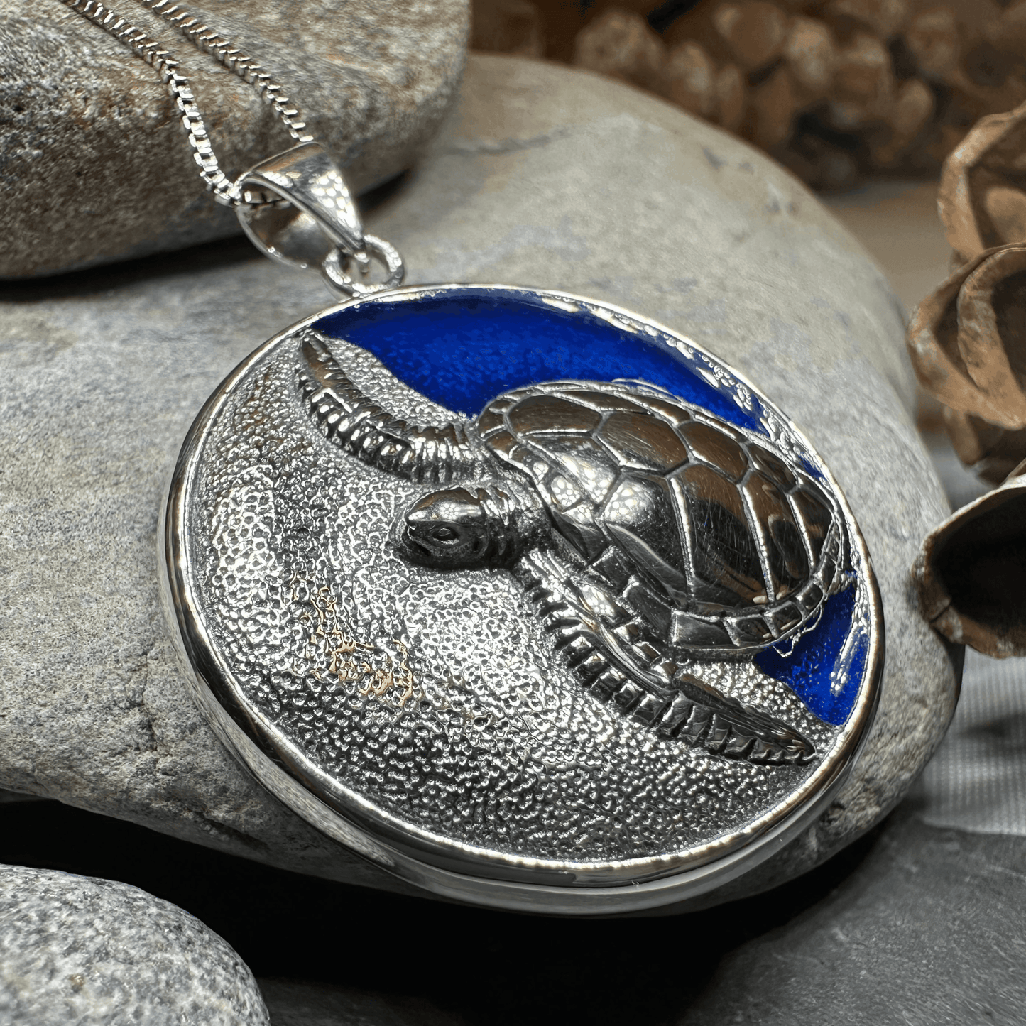Blue Loggerhead Turtle Necklace - 
