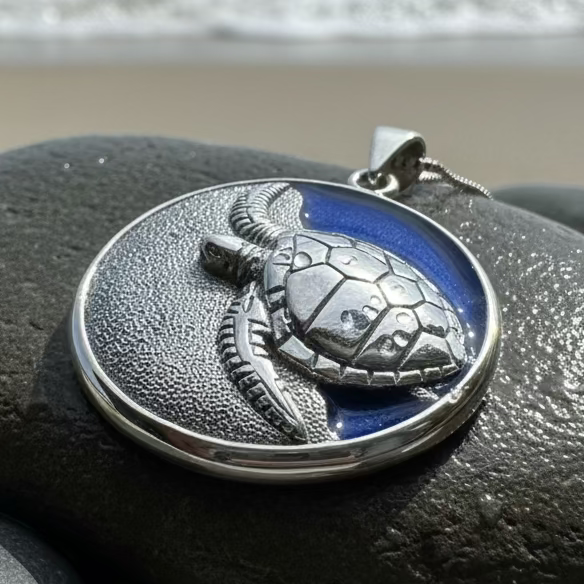 Blue Loggerhead Turtle Necklace