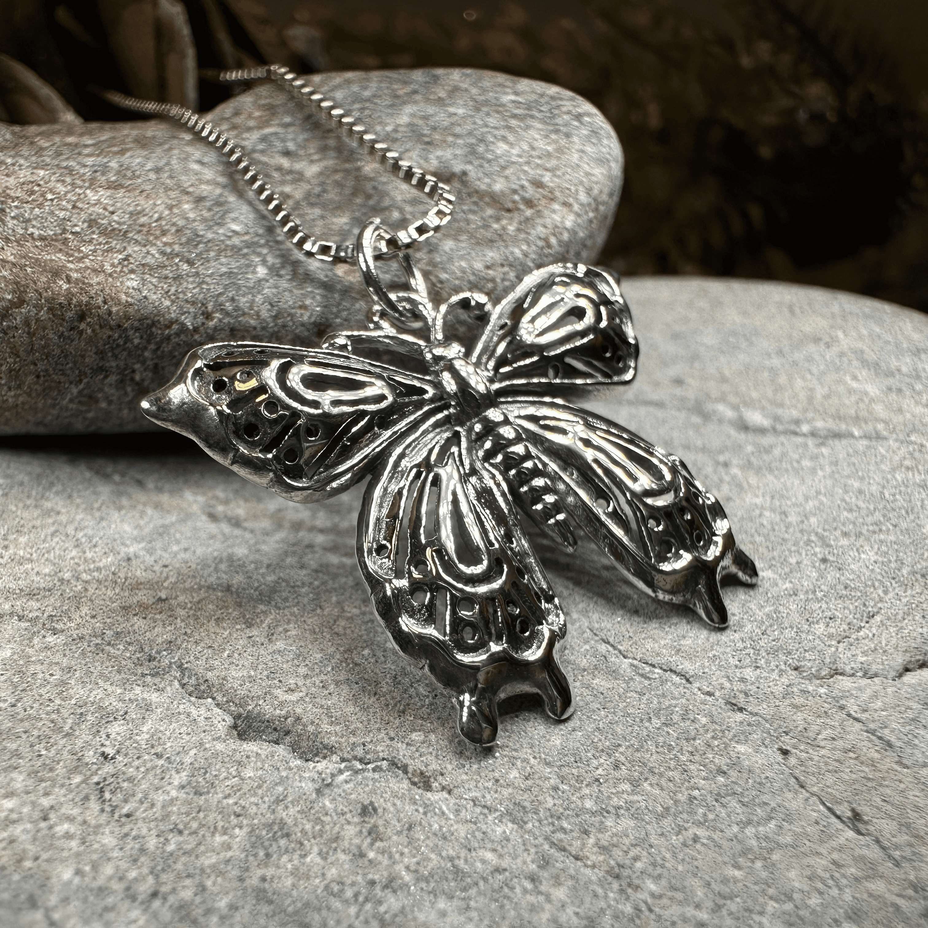 Celtic Butterfly Silver Necklace - 18