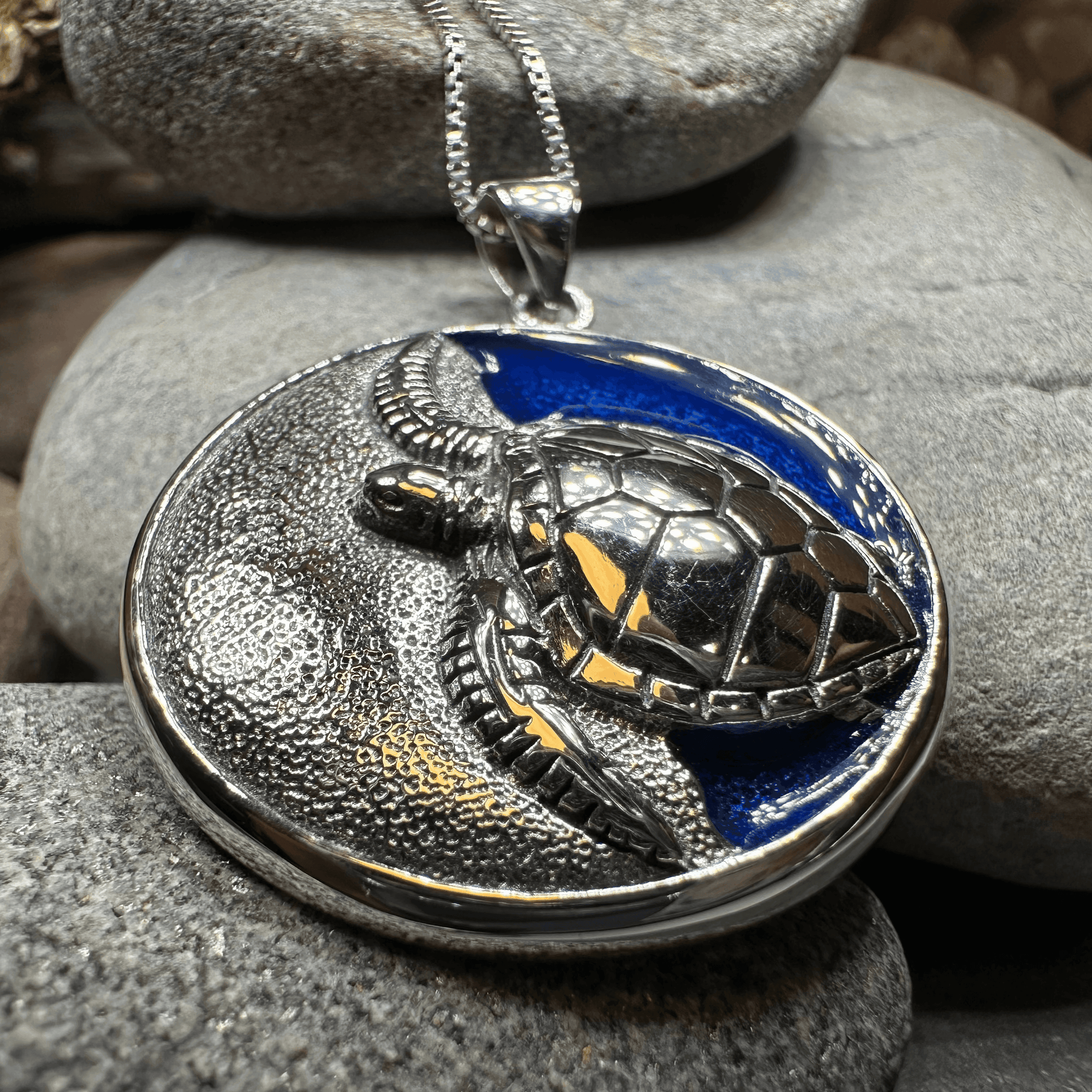 Blue Loggerhead Turtle Necklace - 
