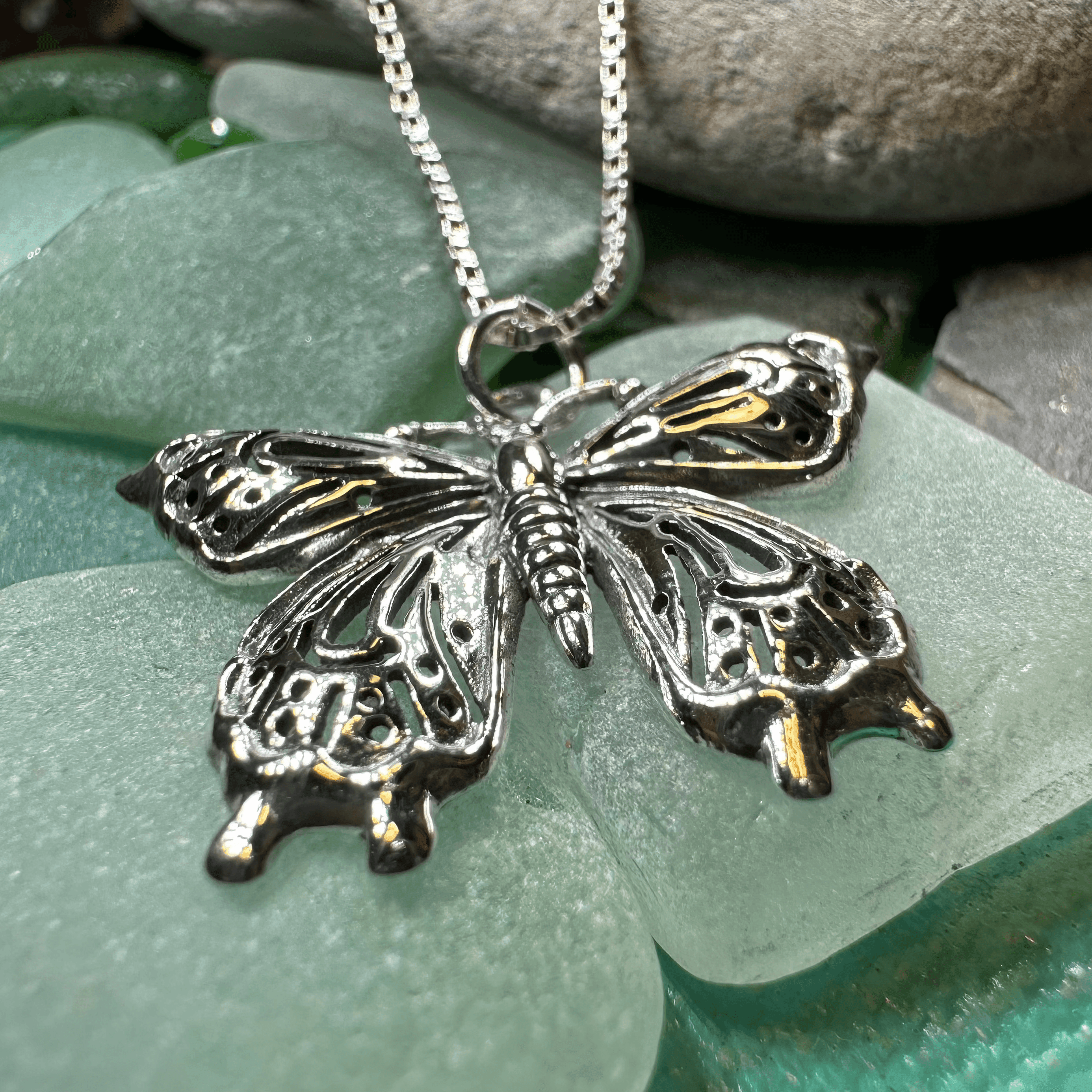 Celtic Butterfly Silver Necklace - 18