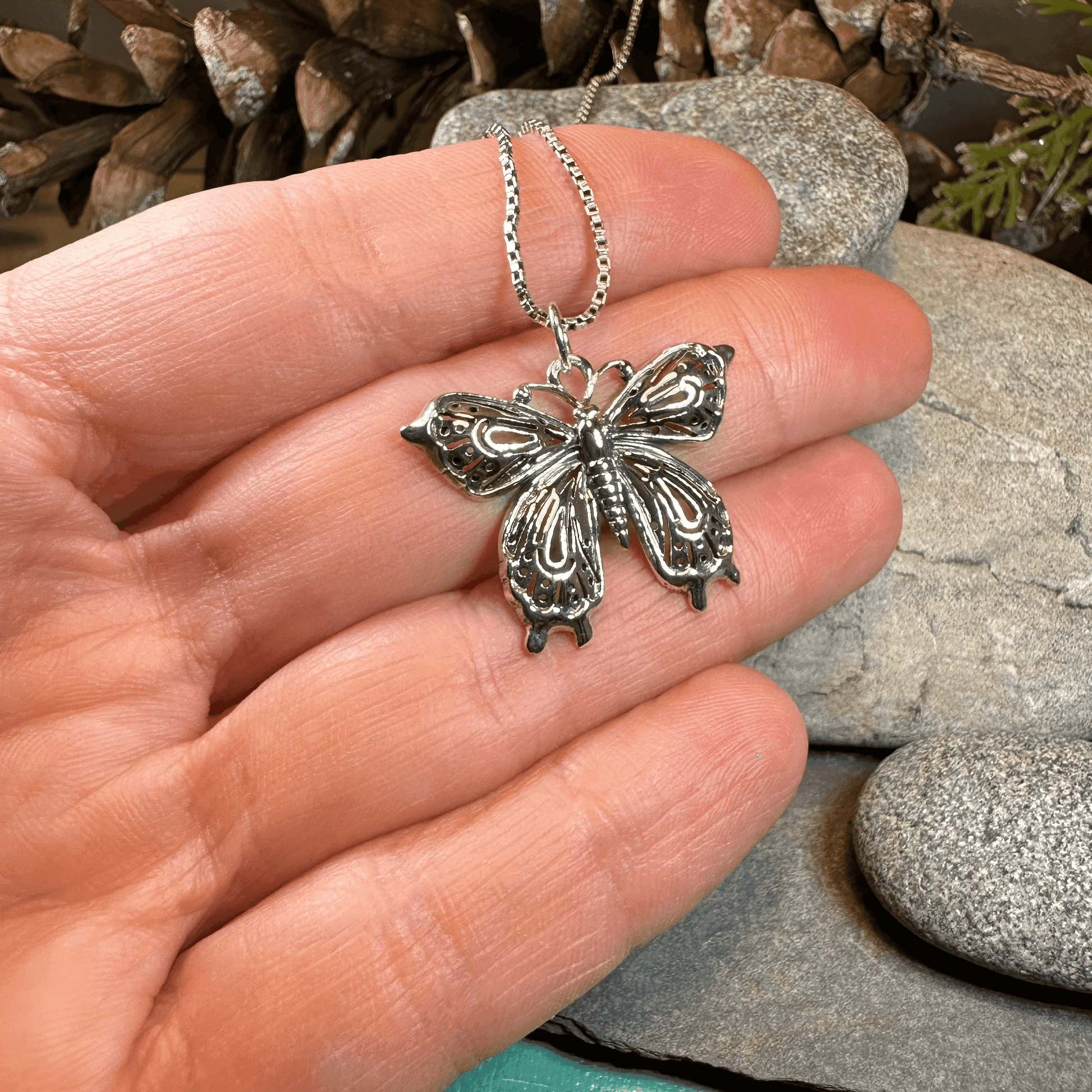 Celtic Butterfly Silver Necklace - 18