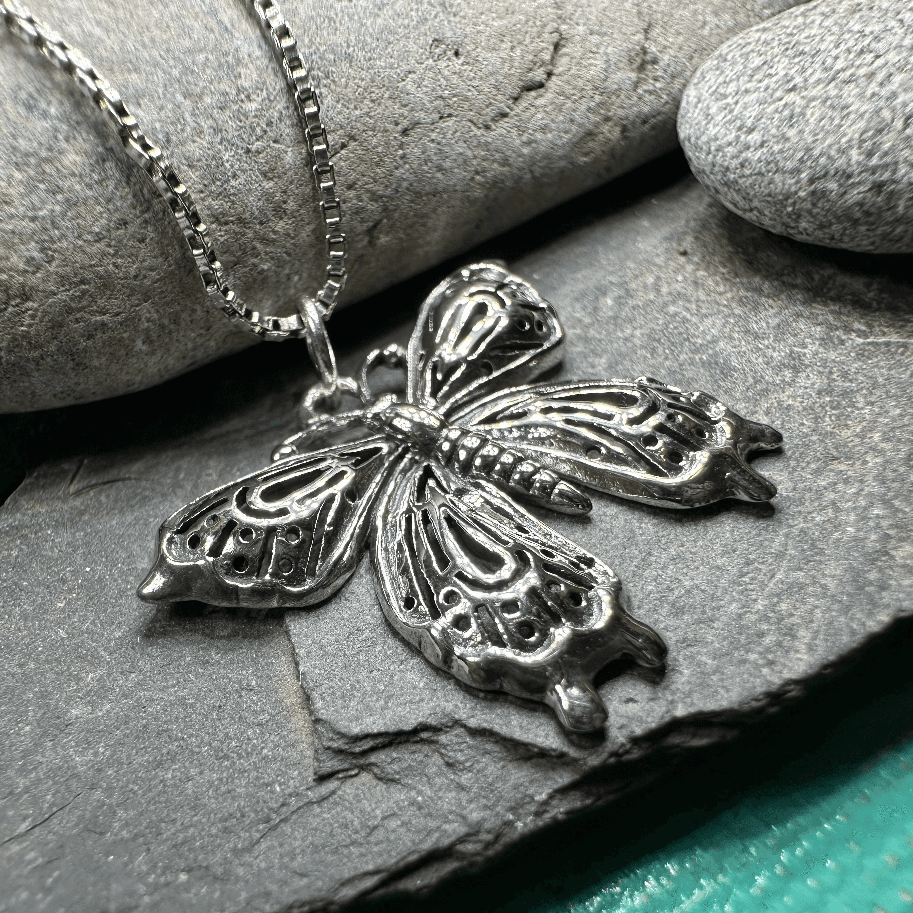 Celtic Butterfly Silver Necklace - 18
