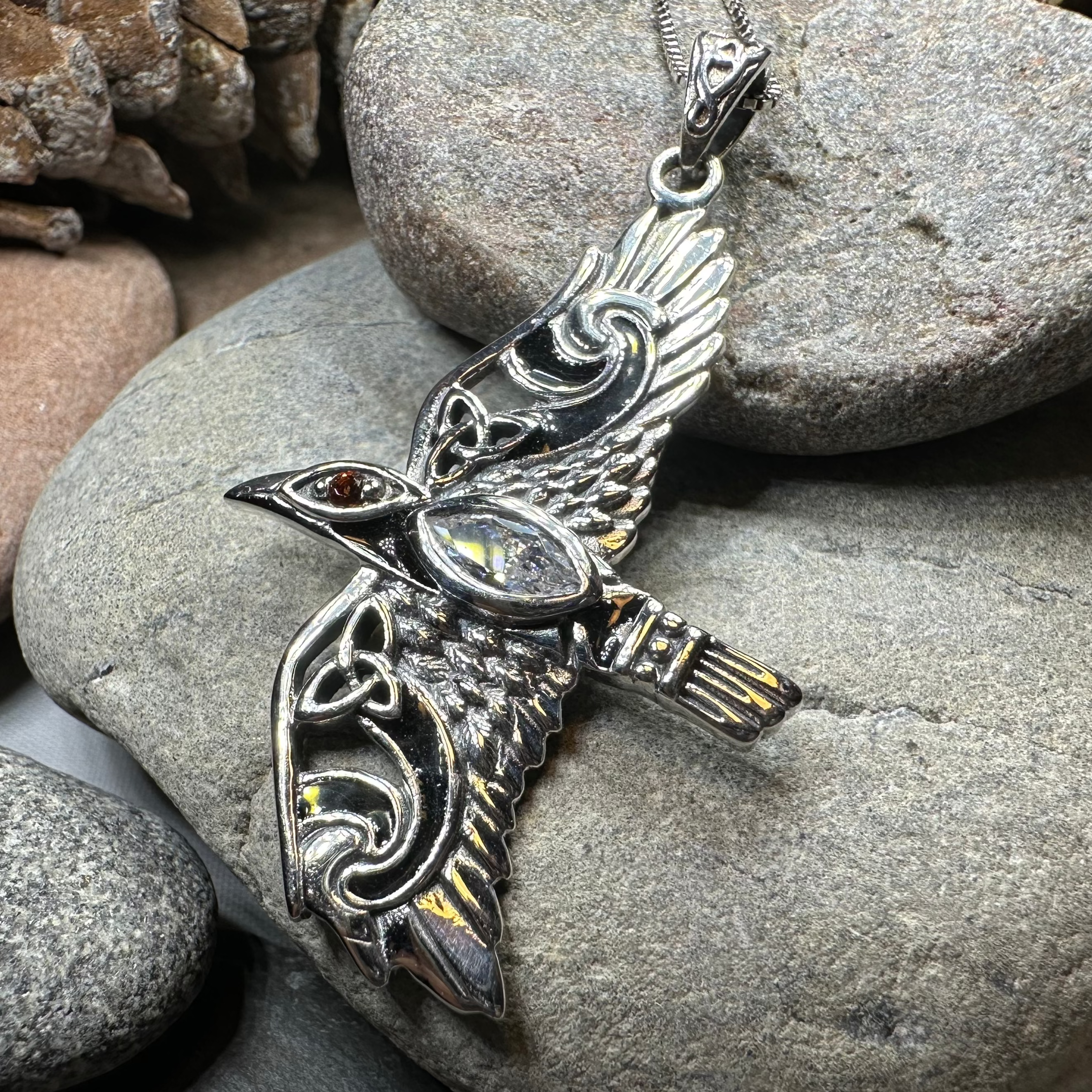 Oryx Celtic Raven Necklace